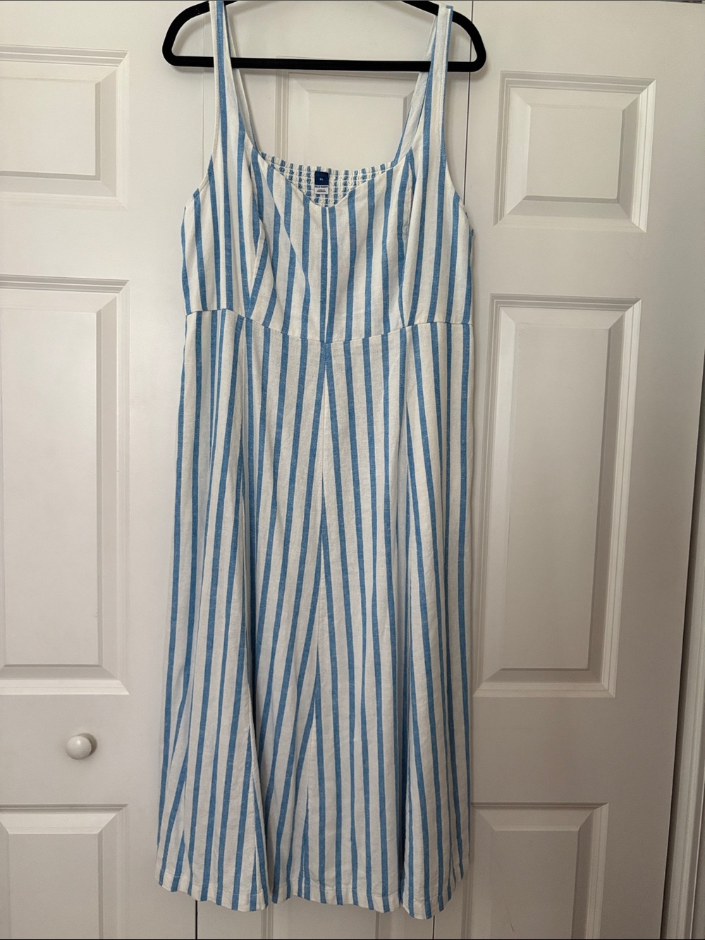 Old Navy Blue and White Striped Smocked Sundress